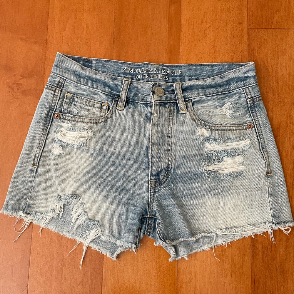 American Eagle Light Wash Distressed Shorts